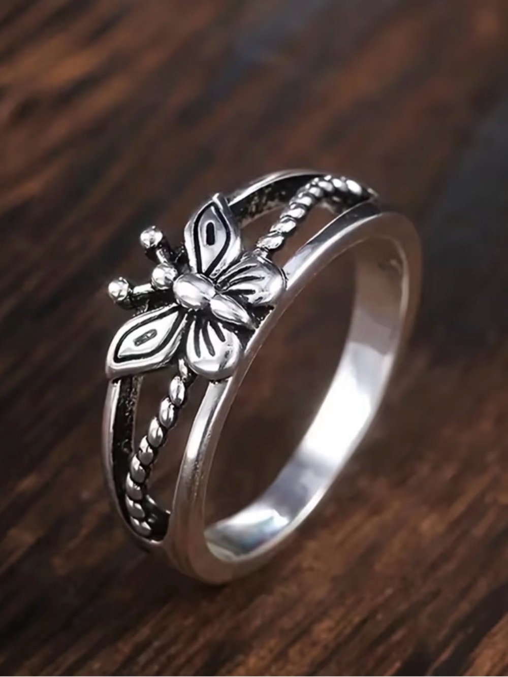 Sterling Silver Butterfly Band Ring - Silver Size 9